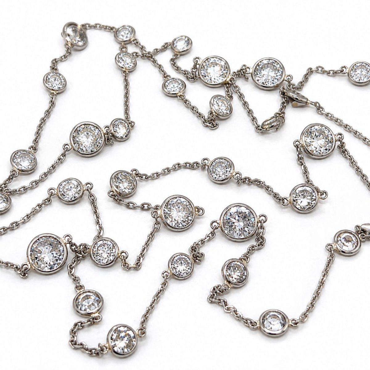 14K White Gold & Platinum 16.50 Ct. Diamond By The Yard Necklace