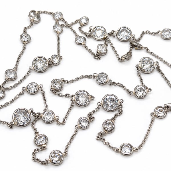 14K White Gold & Platinum 16.50 Ct. Diamond By The Yard Necklace