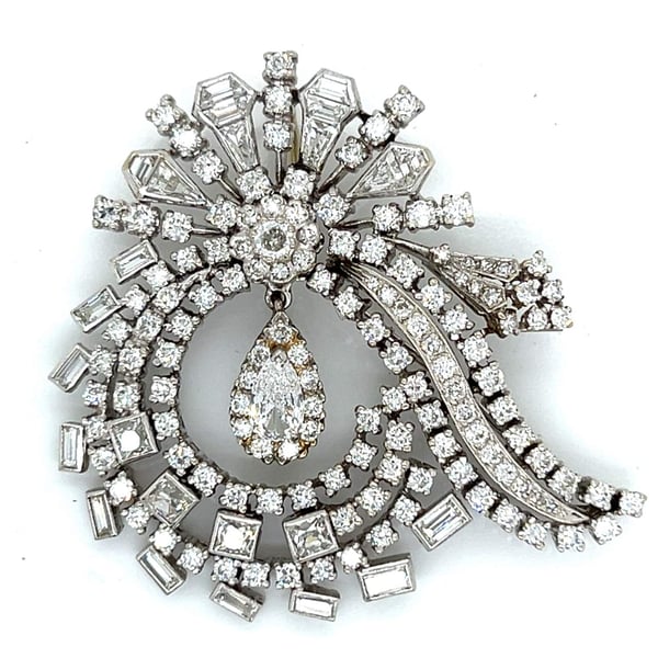 14K White Gold 6.00 Ct. Diamond Brooch