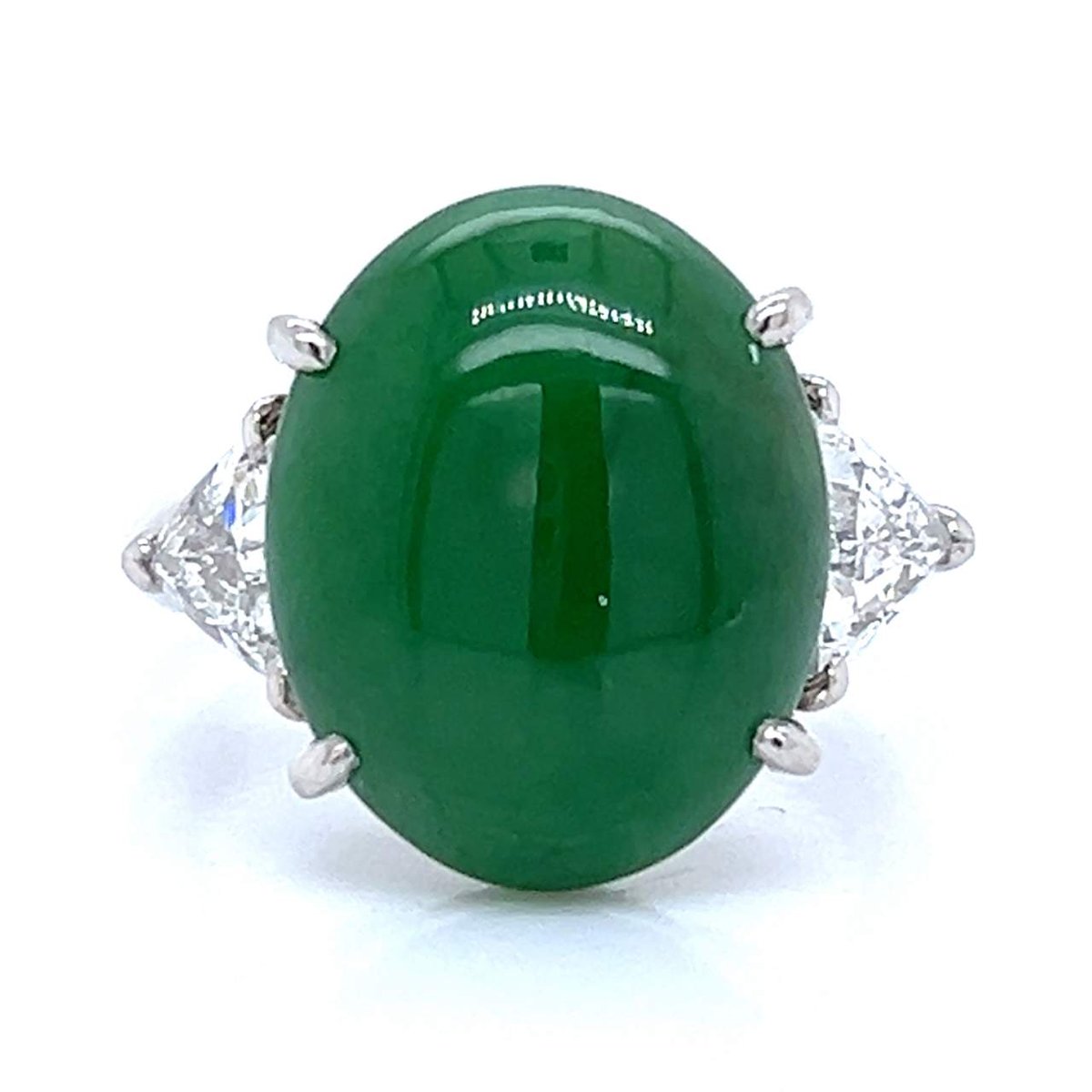 Platinum 9.41 Ct. Jade & Diamond Ring