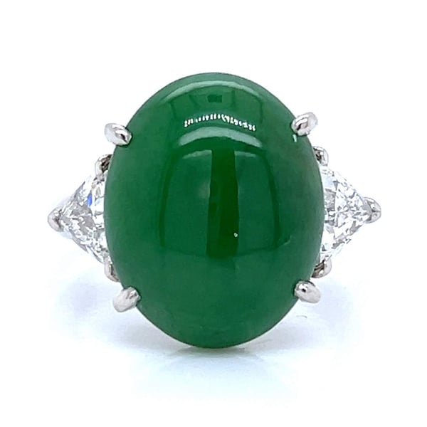 Platinum 9.41 Ct. Jade & Diamond Ring