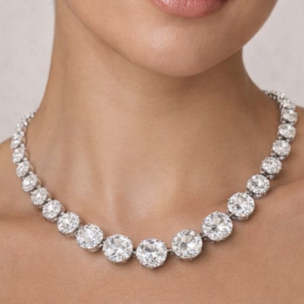 Platinum 45.15 Ct Graduated European-cut Diamond Necklace