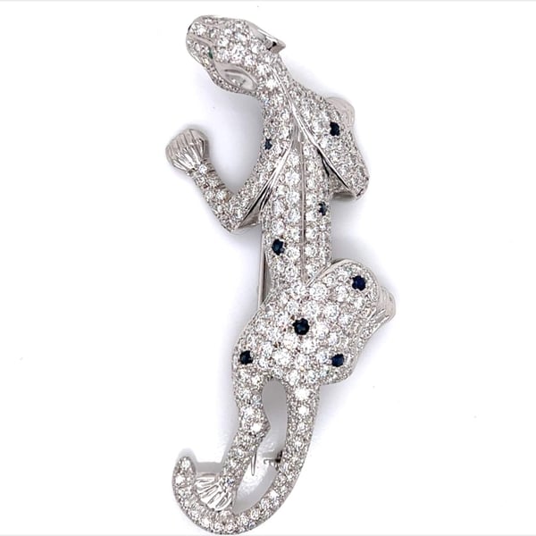 18K White Gold Diamond Panther Brooch