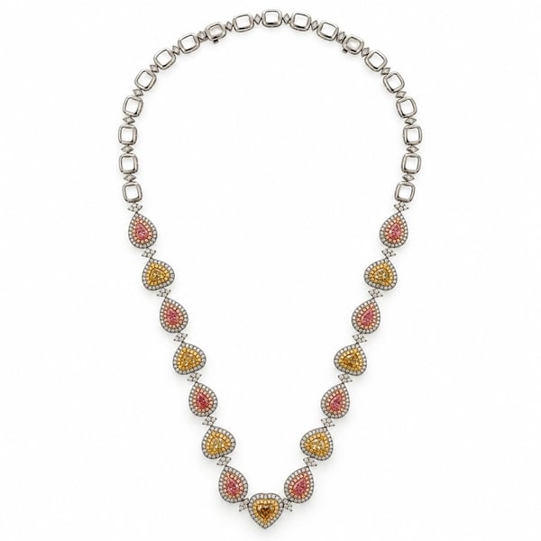 18K White Gold Fancy Colored Diamond Necklace
