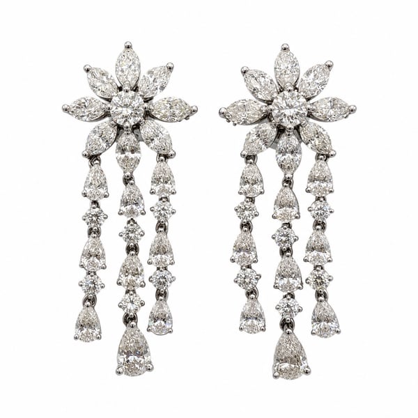 Platinum 11.70 Ct. Diamond Earrings w/ 14K White Gold Clips