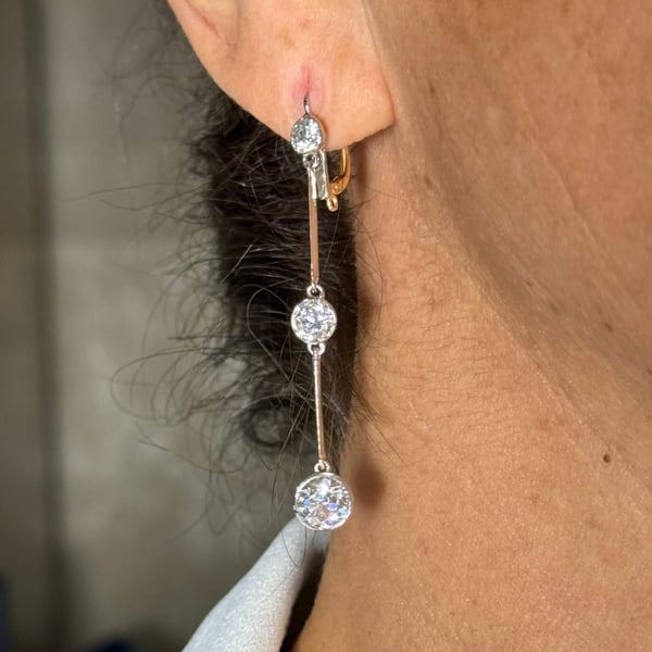 Platinum & 18K 4.36 Ct. Diamond Earrings