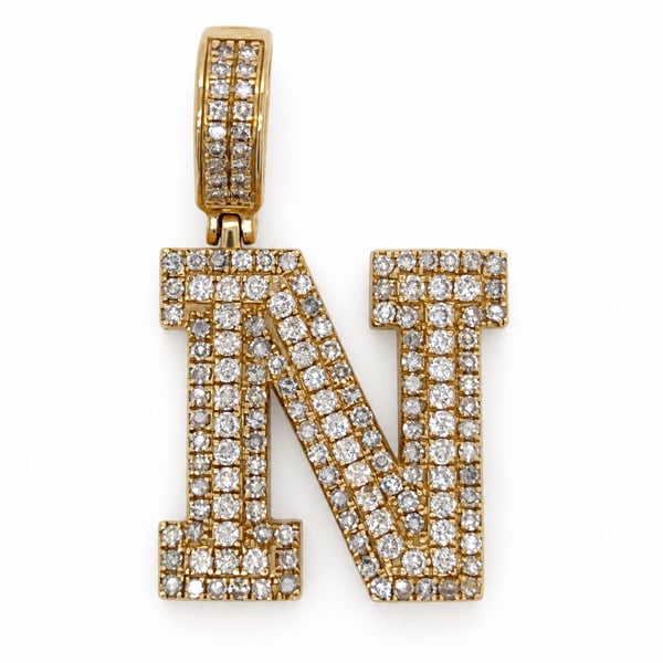 10K Yellow Gold Diamond “N” Pendant