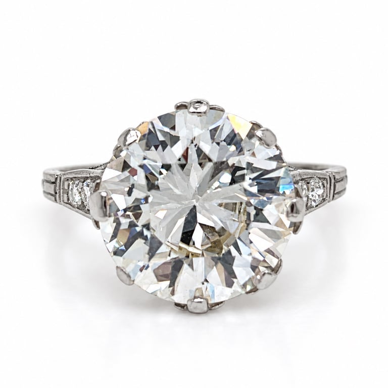Art Deco Platinum GIA Certified 4.80 Ct. Diamond Engagement Ring