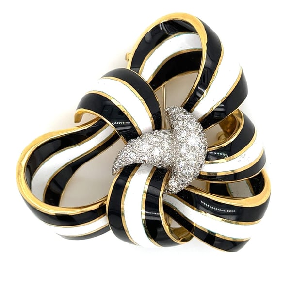 David Webb 18K Yellow Gold Diamond Brooch