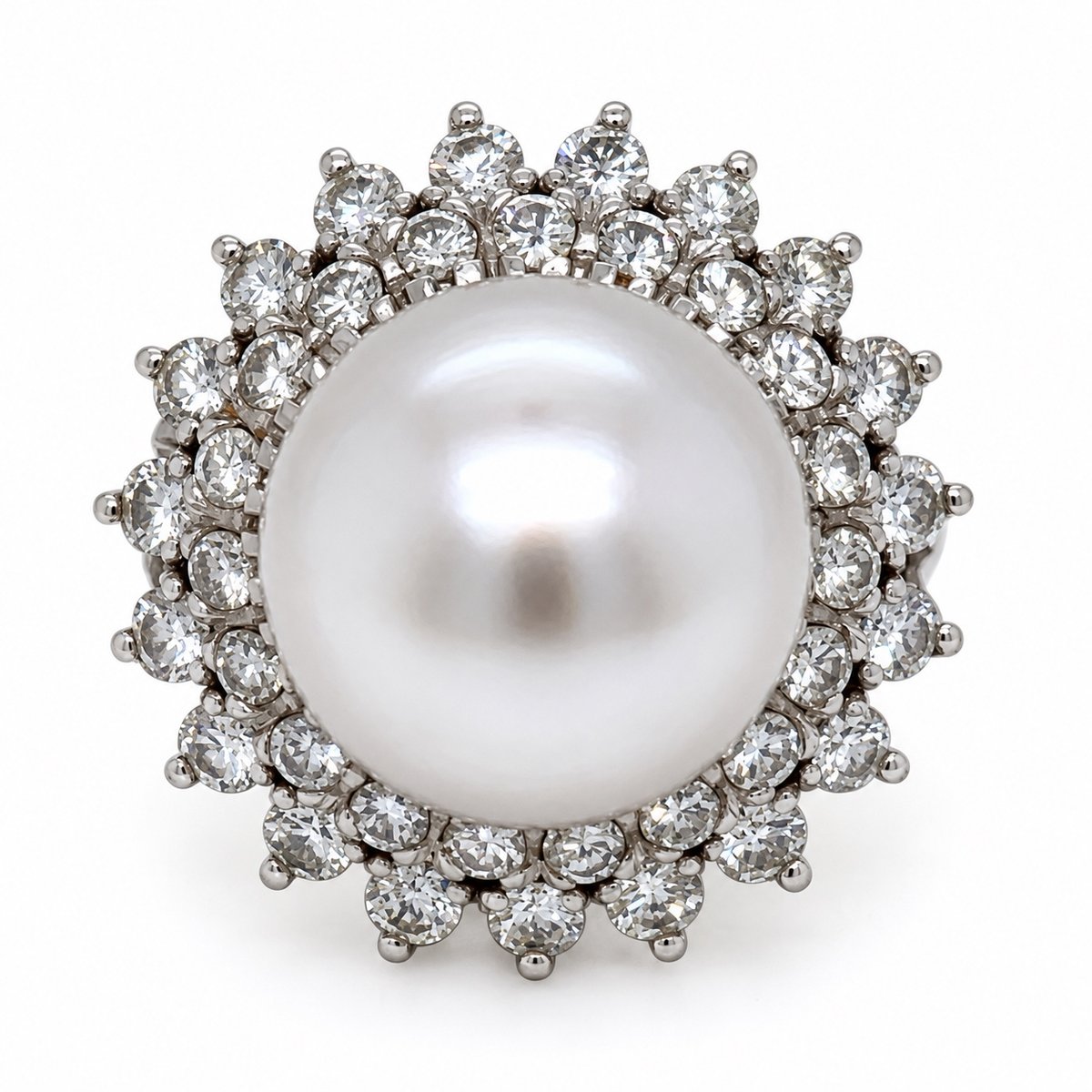 Platinum South Sea Pearl & Diamond Ring