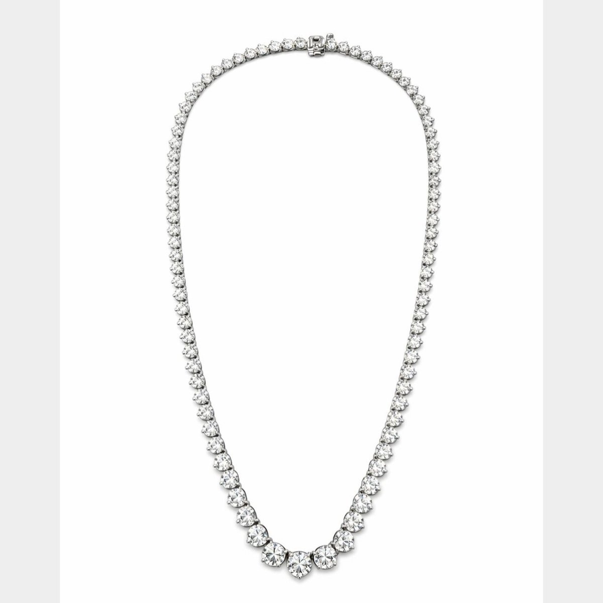 14K White Gold GIA Certified 25.55 Ct. Graduated Diamond Necklace
