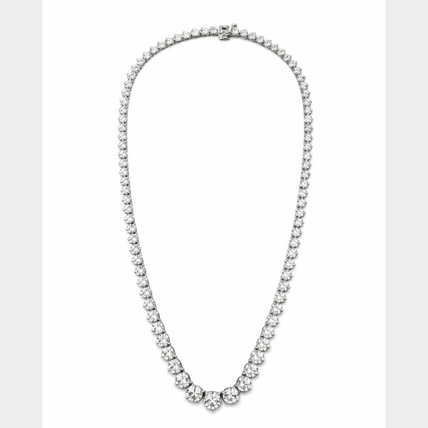 14K White Gold GIA Certified 25.55 Ct. Graduated Diamond Necklace