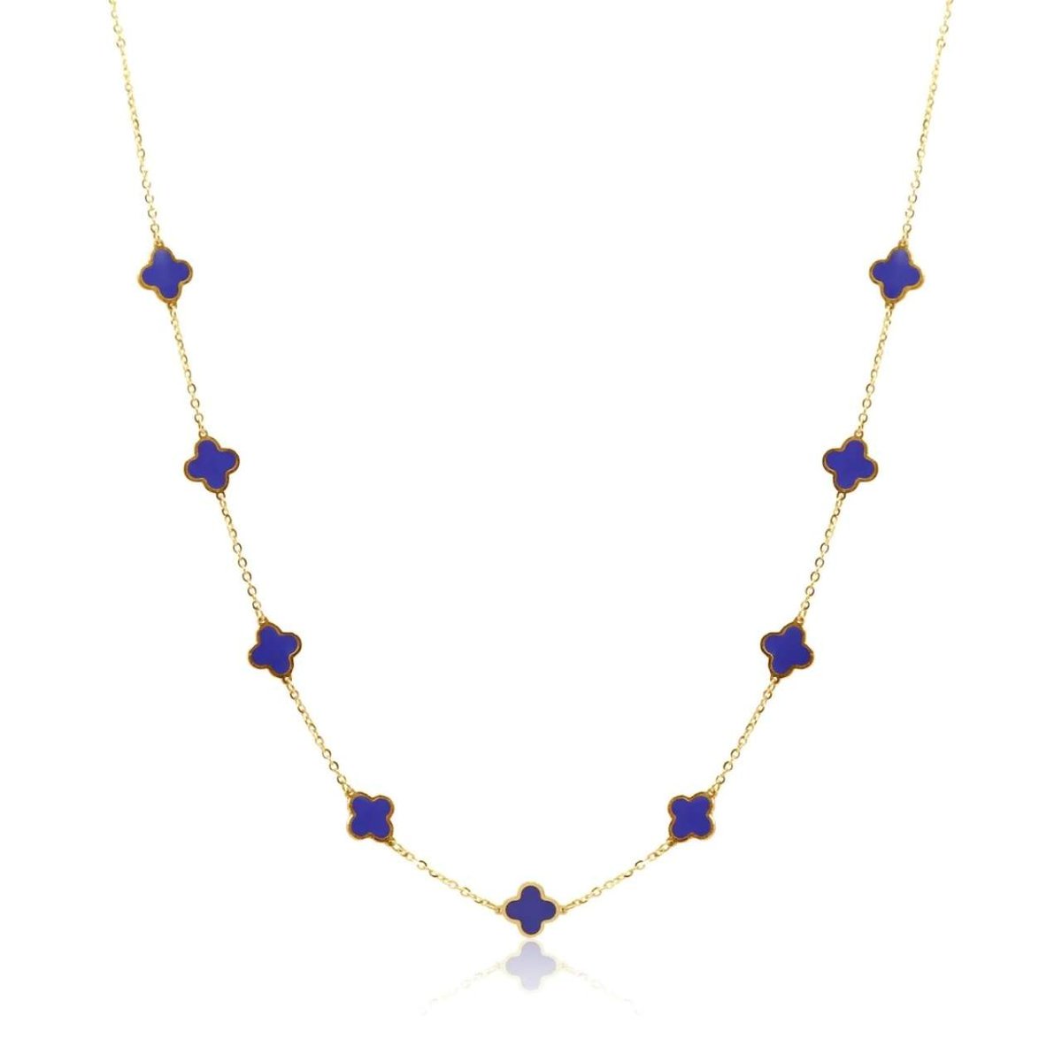 Navy Blue Small Clover Necklace