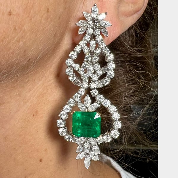 Colombian Emerald and Diamond Chandelier Earrings