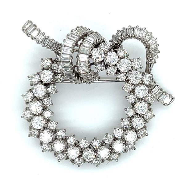 1950's 18K White Gold 10.60 Ct. Diamond Brooch