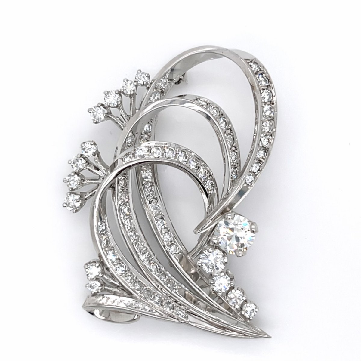 Art Deco Platinum 3.40 Ct. Diamond Brooch