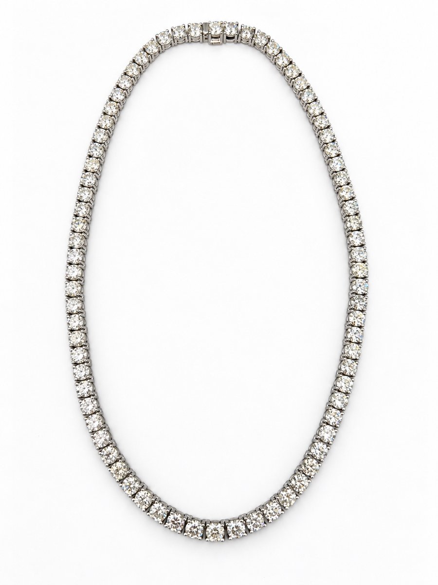 14K White Gold 28.80 Ct. Diamond Tennis Necklace