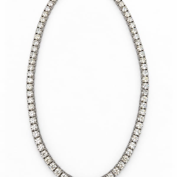 14K White Gold 28.80 Ct. Diamond Tennis Necklace