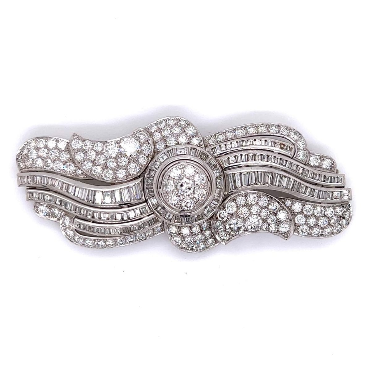 Art Deco Platinum 14.00 Ct. Diamond Brooch