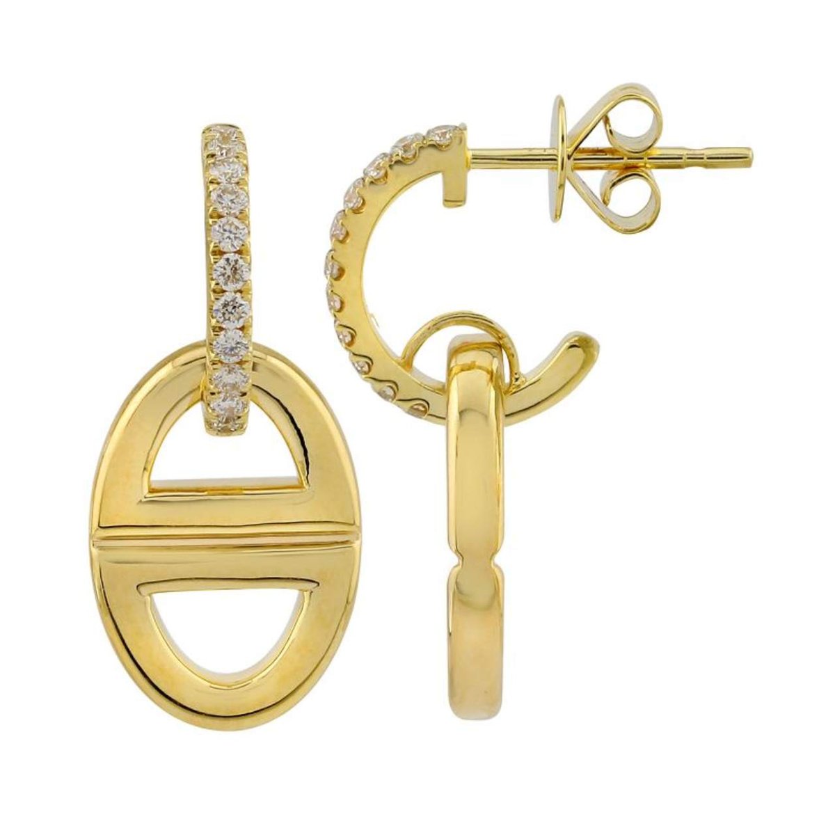 Oval Drop Link Earrings