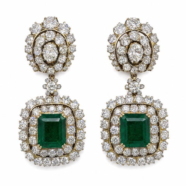 14.67 Ct. GIA Certified Colombian Emerald and Diamond Earrings