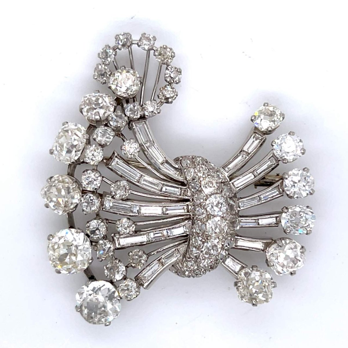 Art Deco Platinum 20.00 Ct. Diamond Brooch