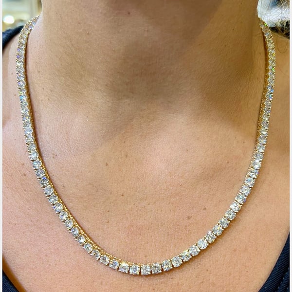 14K Yellow Gold 35.50 Ct. Diamond Tennis Necklace