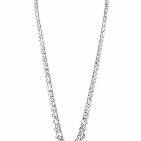 14K White Gold 21.50 Ct. Graduated Diamond Necklace