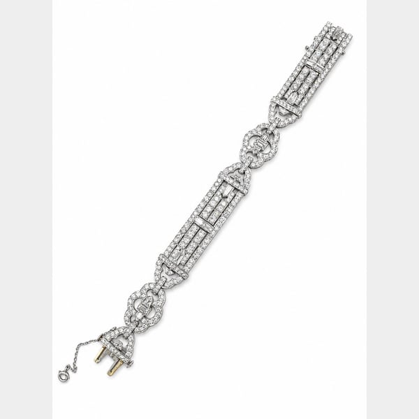 Art Deco Platinum 22.40 Ct. Diamond Bracelet