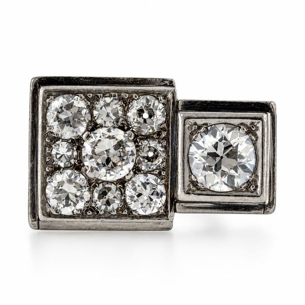 Art Deco Platinum Diamond Cocktail Ring