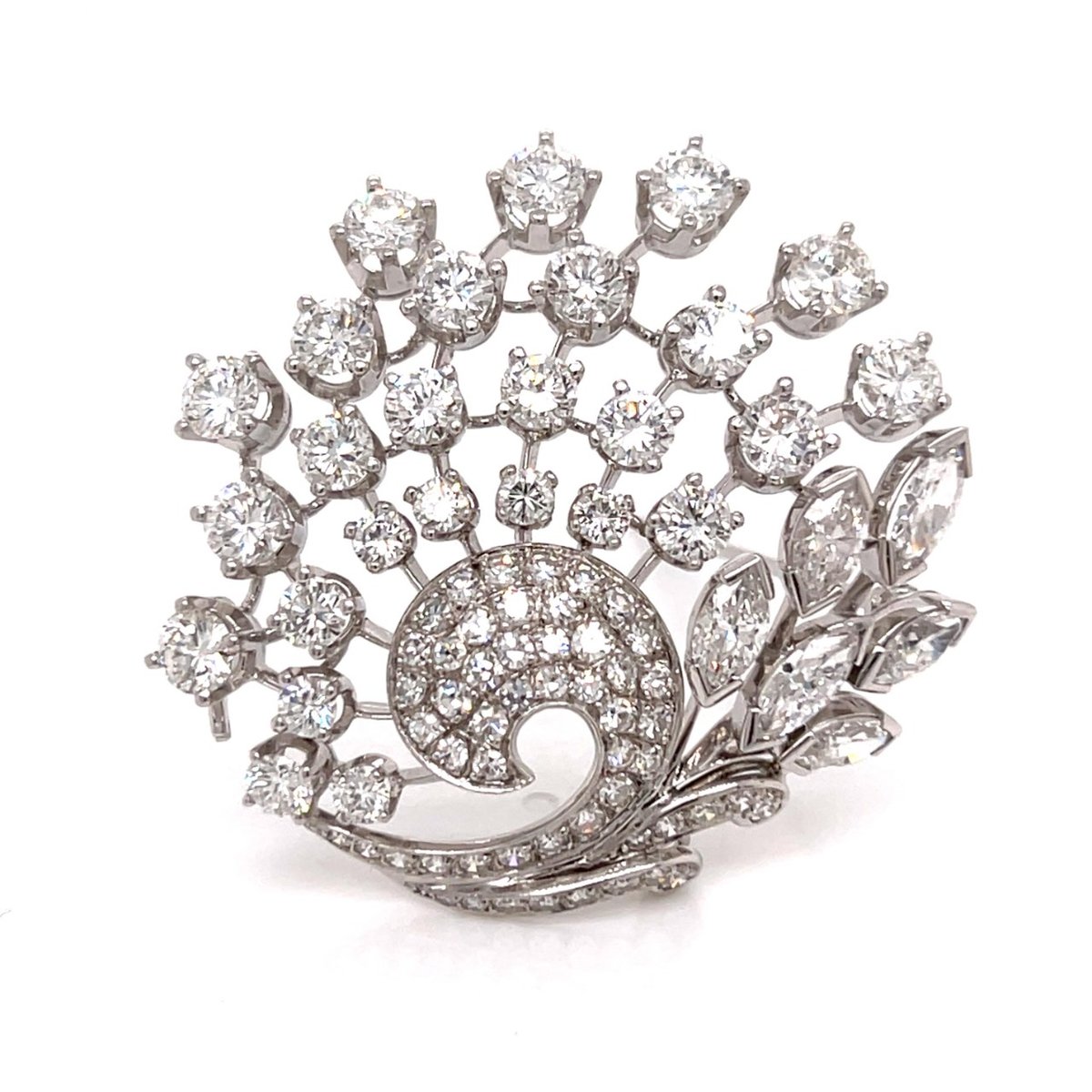 BIRKS 1960’s Platinum 9.60 Ct. Diamond Brooch