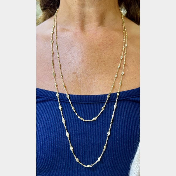 18K Yellow Gold 11.40 Ct. Diamond by the Yard Necklace