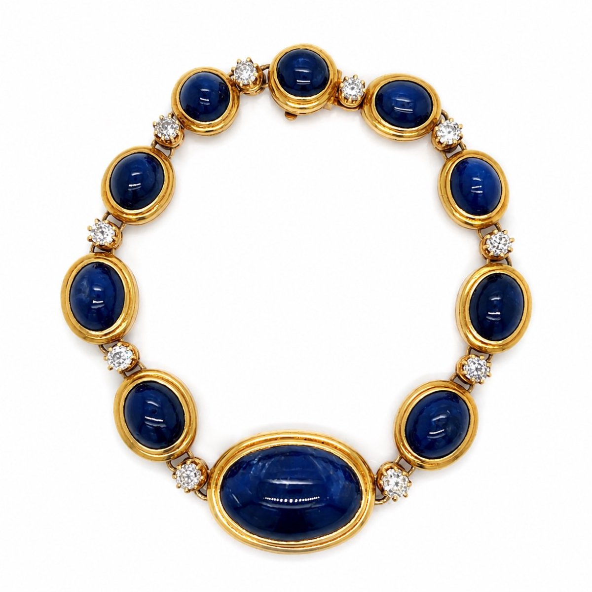 LOMBARD GENEVA 18K Yellow Gold Sapphire & Diamond Bracelet