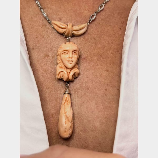 1960's 14K & Silver Coral Necklace