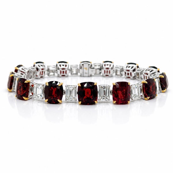 18K White Gold GIA Certified Burma No-heat Spinel & Diamond Bracelet