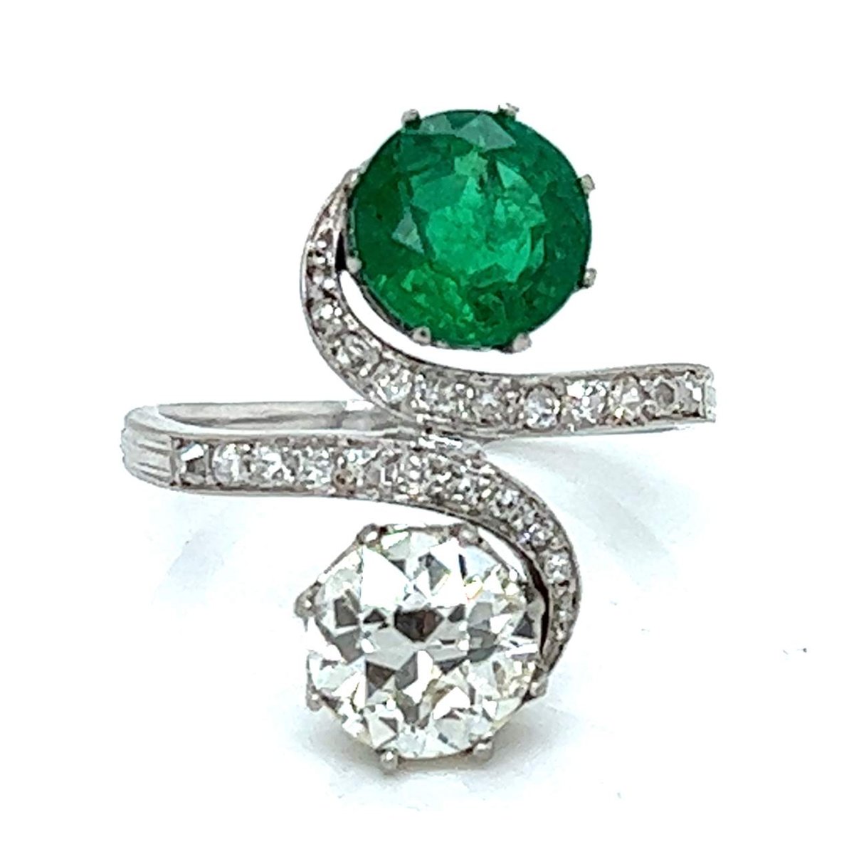 GIA Certified Diamond and Emerald Ring
