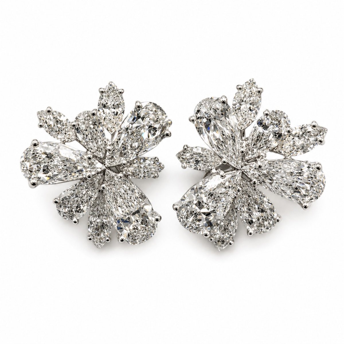 Platinum 23.00 Ct. Diamond Cluster Earrings