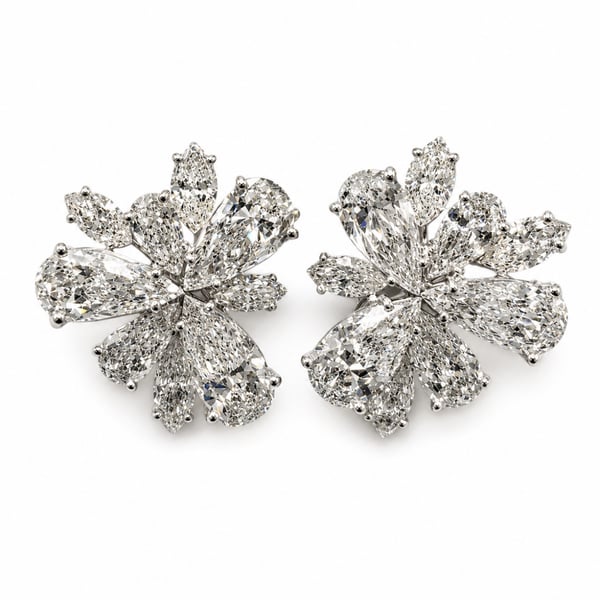 Platinum 23.00 Ct. Diamond Cluster Earrings