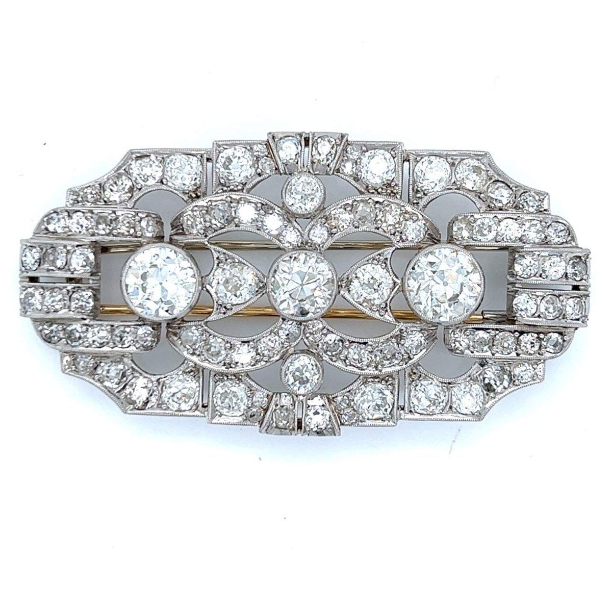 Art Deco Platinum & 18K  16.40 Ct. Diamond Brooch