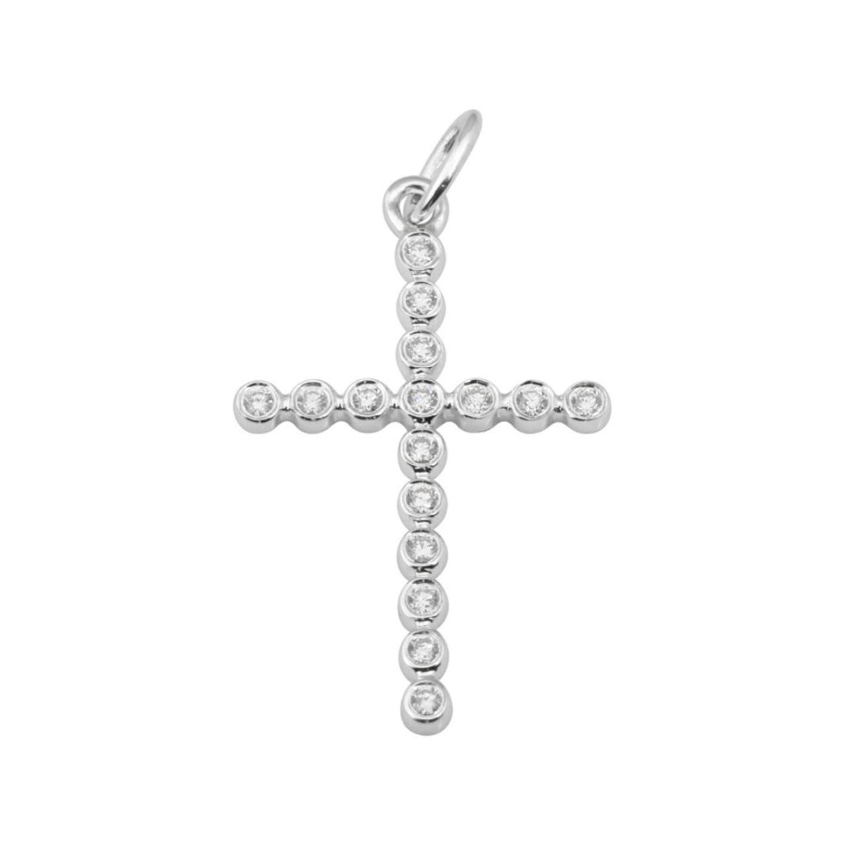White Diamond Bezel Cross Charm