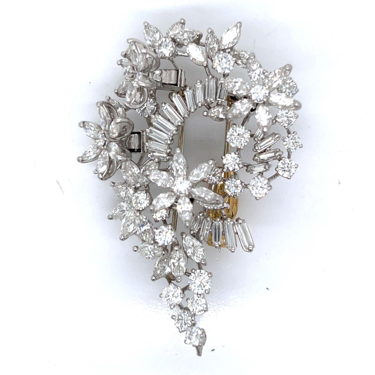 1960’s Platinum 15.00 Ct. Diamond En Tremblant Brooch