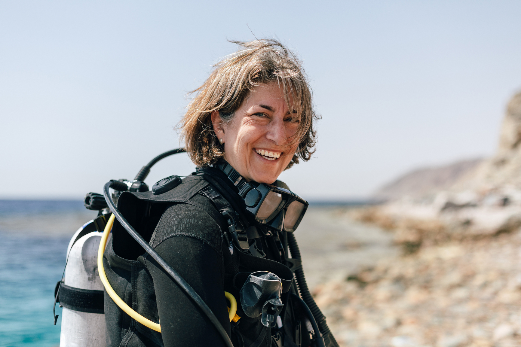 Woman wearing scuba gear