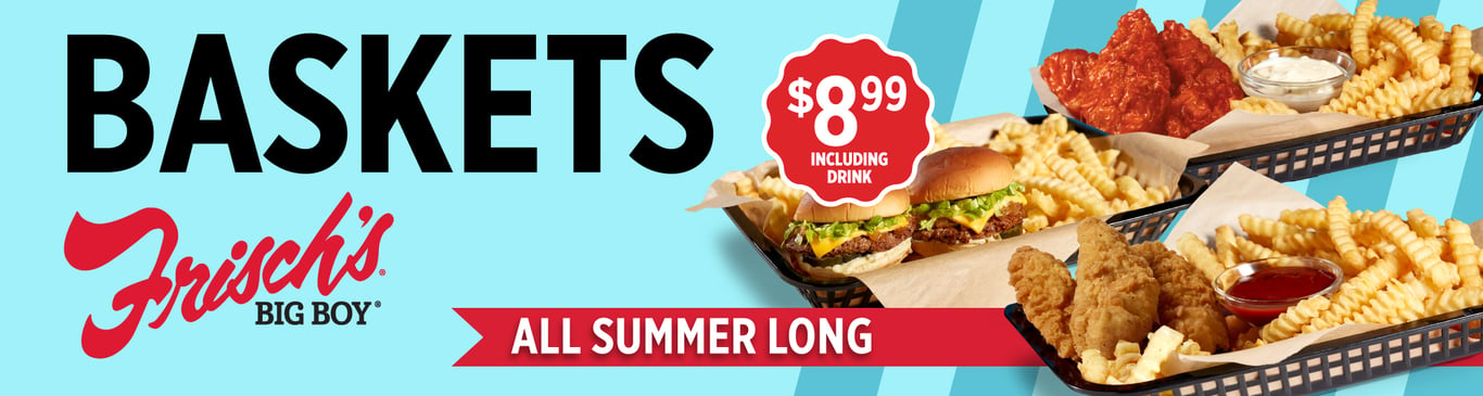 Frisch's landing banner (main screen) blue with red stripes