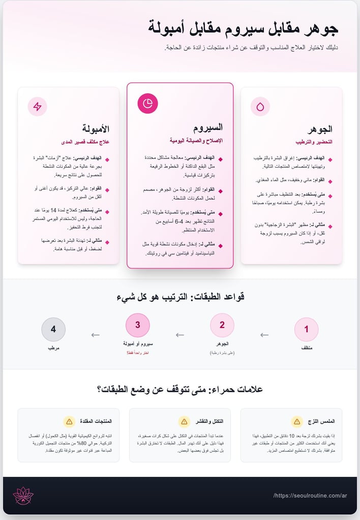 الجوهر مقابل السيروم مقابل الأمبولة