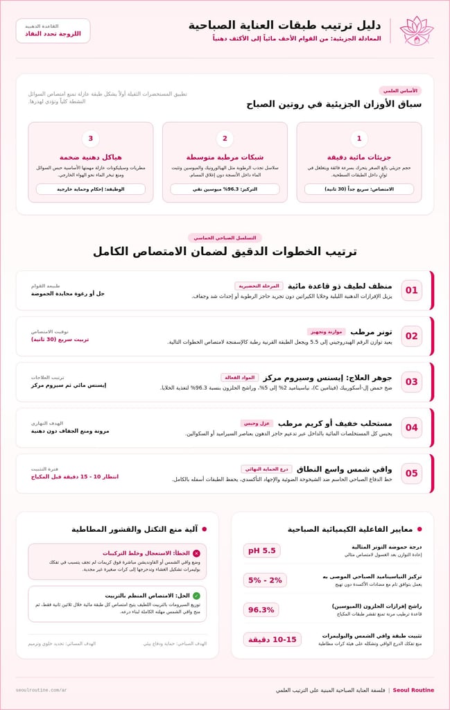 كيفية تطبيق طبقات العناية بالبشرة في الصباح