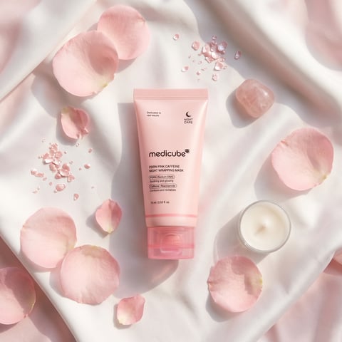 Medicube PDRN Pink Caffeine Night Wrapping Mask 75ml - Korean overnight glass skin mask