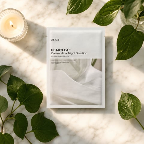 Anua Heartleaf Cream Mask Night Solution Pack - Korean soothing cream sheet mask