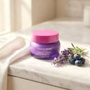 Eqqualberry Bakuchiol Plumping Capsule Cream on marble vanity with lavender