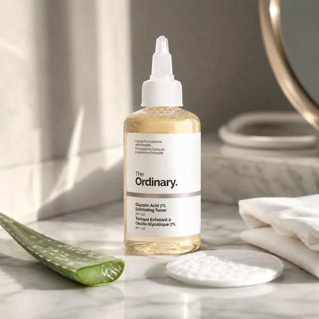 The Ordinary Glycolic Acid 7% Exfoliating Toner ingredients label, back of bottle