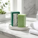 Some By Mi AHA BHA PHA Miracle Cleansing Bar on marble bathroom shelf